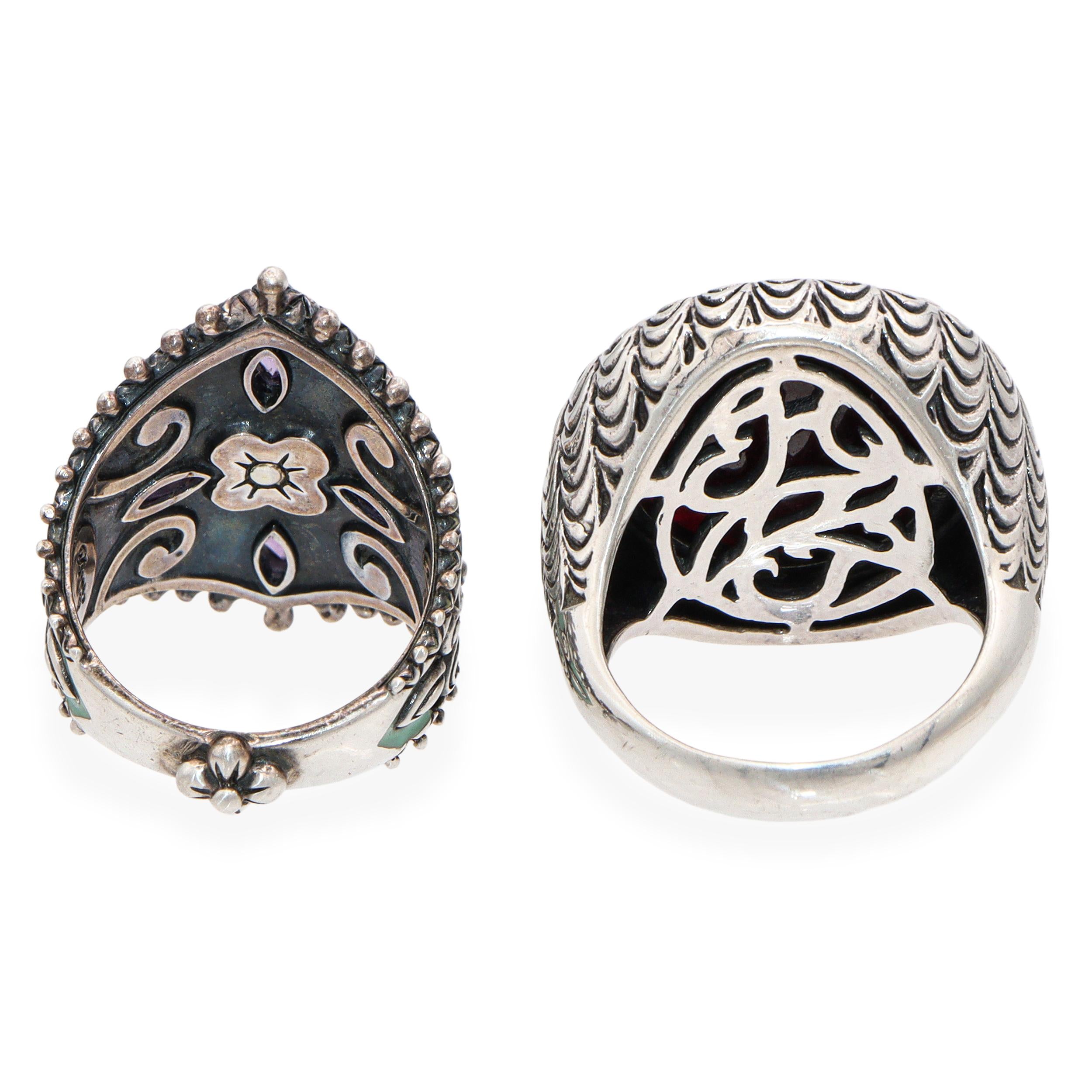 Lot of 3 Designer Bixby Clyde Duneier Silver 18k Gold Gemstone Ring Earrings Set