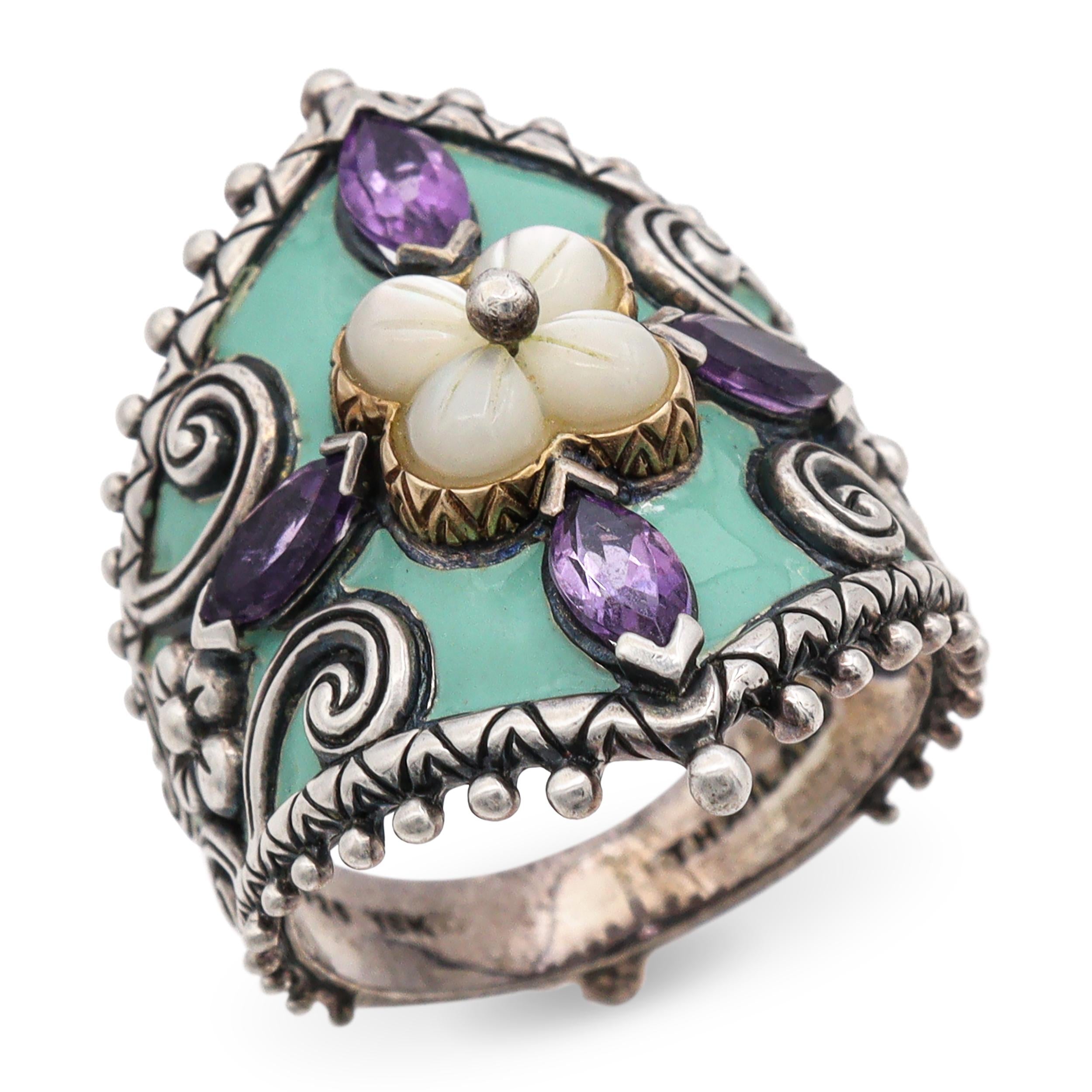 Lot of 3 Designer Bixby Clyde Duneier Silver 18k Gold Gemstone Ring Earrings Set