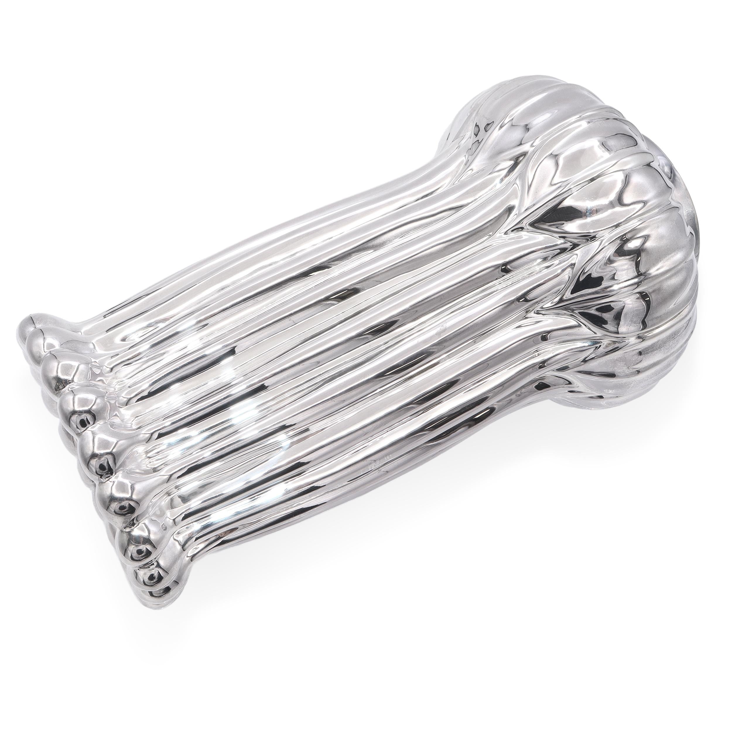 Tiffany & Co. Louis Comfort Sterling Silver Ribbed Vase