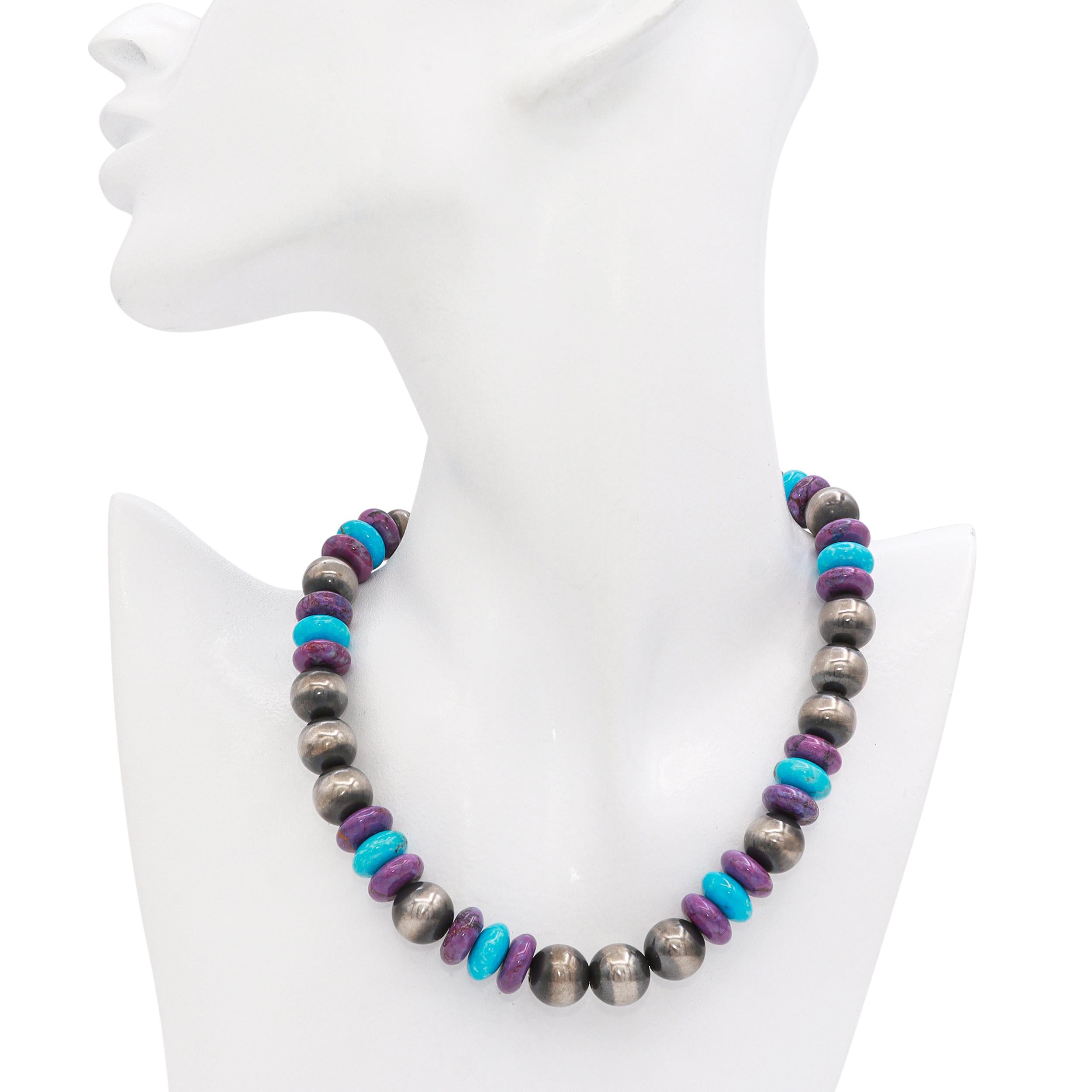 Rocki Gorman Southwestern Sterling Silver Turquoise Beaded Strand Necklace