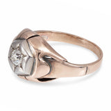 Antique Silver Topped Rose Gold Old European Cut Diamond Ring