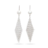 Elsa Peretti for Tiffany & Co. Fine Silver Pearl Mesh Drop Earrings
