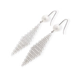 Elsa Peretti for Tiffany & Co. Fine Silver Pearl Mesh Drop Earrings