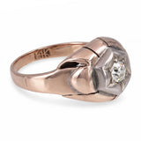 Antique Silver Topped Rose Gold Old European Cut Diamond Ring