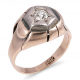 Antique Silver Topped Rose Gold Old European Cut Diamond Ring