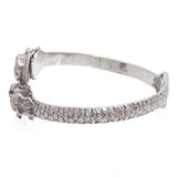Vintage Sterling Silver Faceted Ruby Dragon Motif Bangle Bracelet