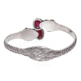 Vintage Sterling Silver Faceted Ruby Dragon Motif Bangle Bracelet