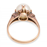 Vintage Engraved 14k Yellow Gold Pearl Ring