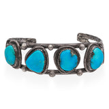 Vintage Southwestern Sterling Silver Turquoise Cuff Bracelet
