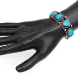 Vintage Southwestern Sterling Silver Turquoise Cuff Bracelet