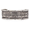 Vintage Signed Sterling Silver Stamped Floral & Geometric Motifs Cuff Bracelet