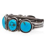 Vintage Sterling Silver Turquoise Five-Stone Cuff Bracelet