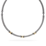 David Yurman Sterling Silver & 14k Yellow Gold Cable Collar Necklace