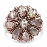 Antique Victorian Silver and Rose Cut Diamond Cluster Ring