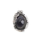 Vintage Snowflake Obsidian Silver Squash Blossom, Ring, & Earring Set