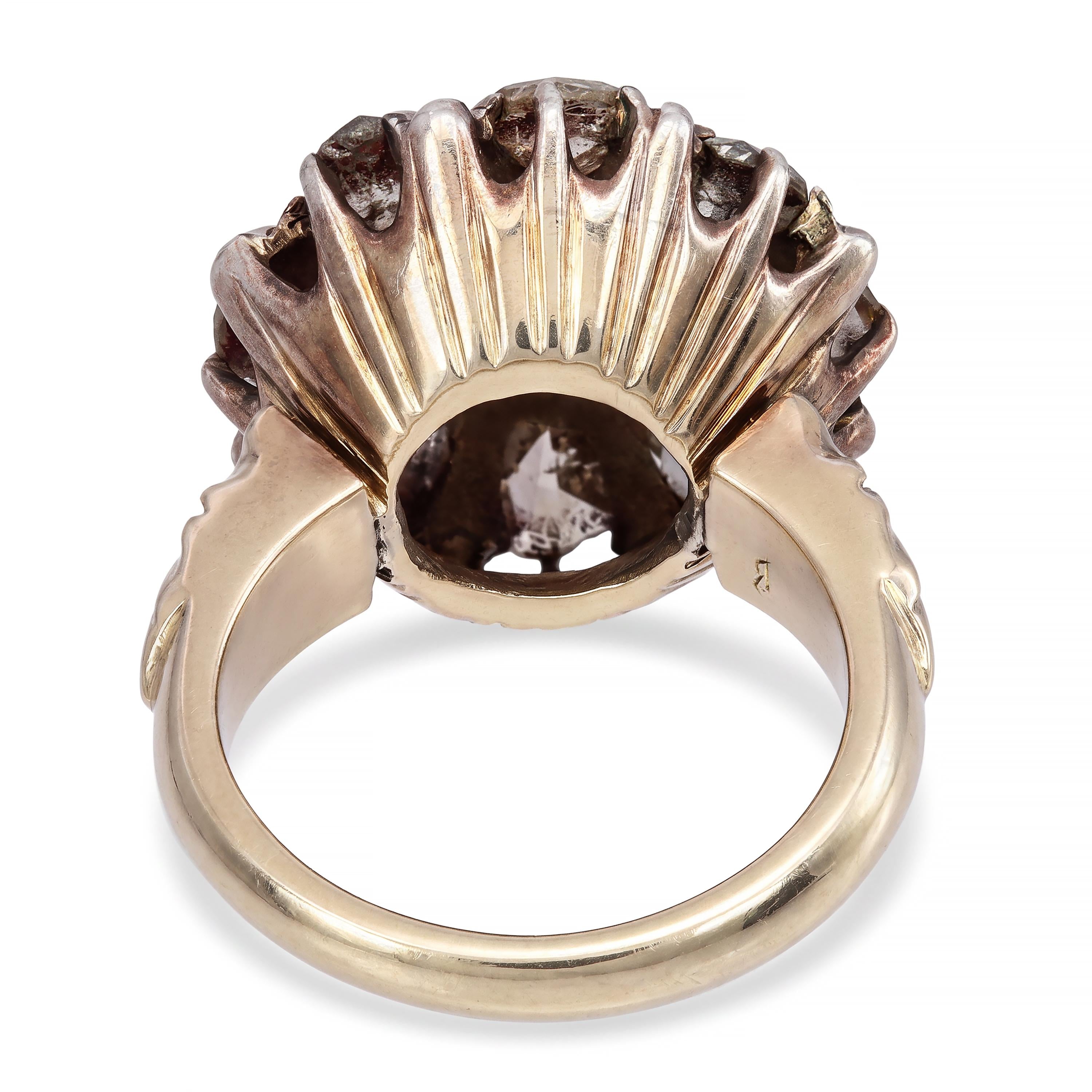 Antique Victorian Silver and Rose Cut Diamond Cluster Ring