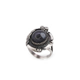Vintage Snowflake Obsidian Silver Squash Blossom, Ring, & Earring Set