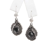 Vintage Snowflake Obsidian Silver Squash Blossom, Ring, & Earring Set