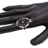Vintage Snowflake Obsidian Silver Squash Blossom, Ring, & Earring Set