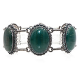Vintage Georg Jensen Sterling Silver Green Agate Link Bracelet No. 25A