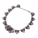 Vintage Mexican Sterling Silver & Amethyst Necklace, Brooch, and Bracelet Set
