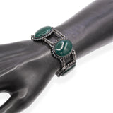 Vintage Georg Jensen Sterling Silver Green Agate Link Bracelet No. 25A