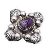 Vintage Mexican Sterling Silver & Amethyst Necklace, Brooch, and Bracelet Set