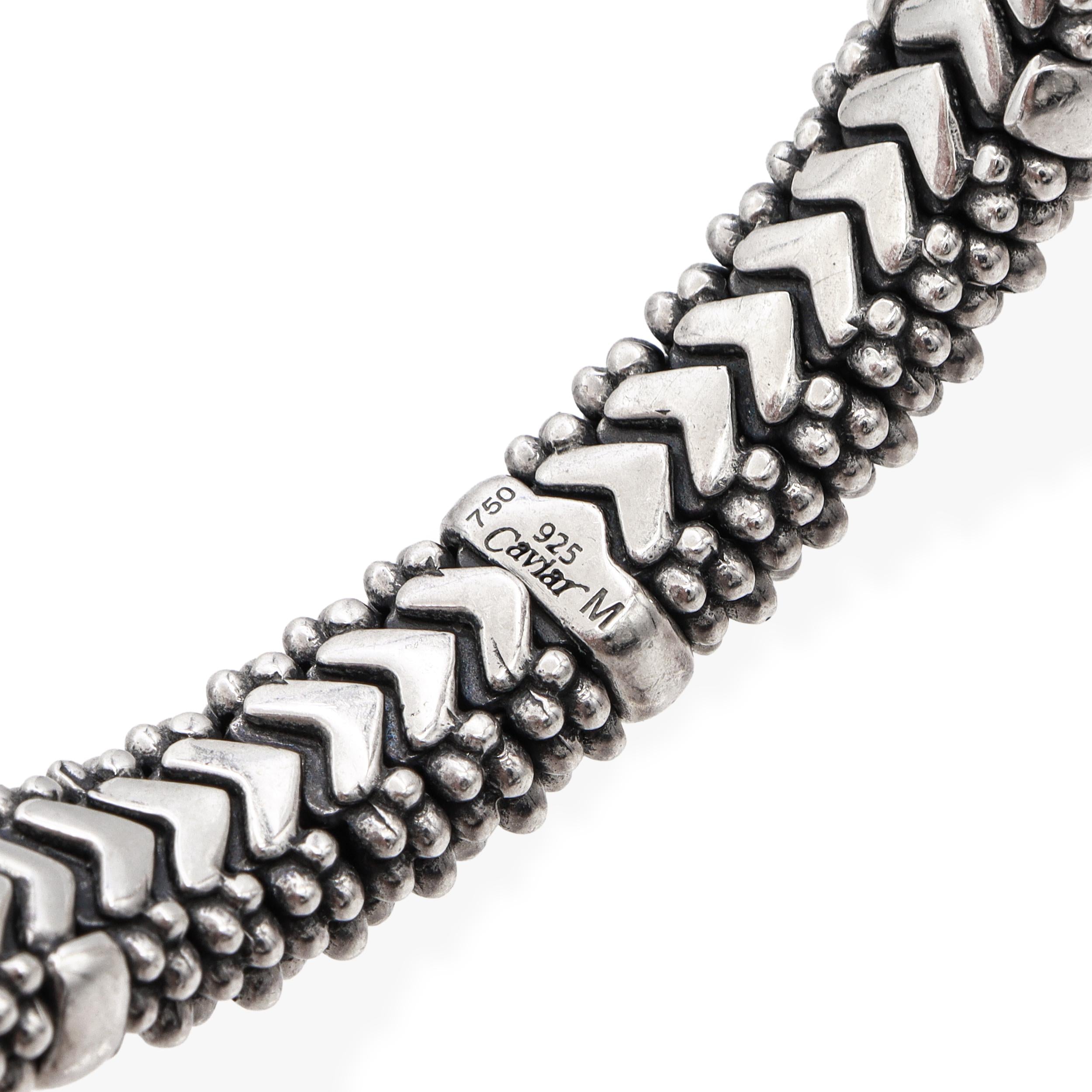 Lagos Caviar Sterling Silver & 18K Yellow Gold Cuff Bracelet