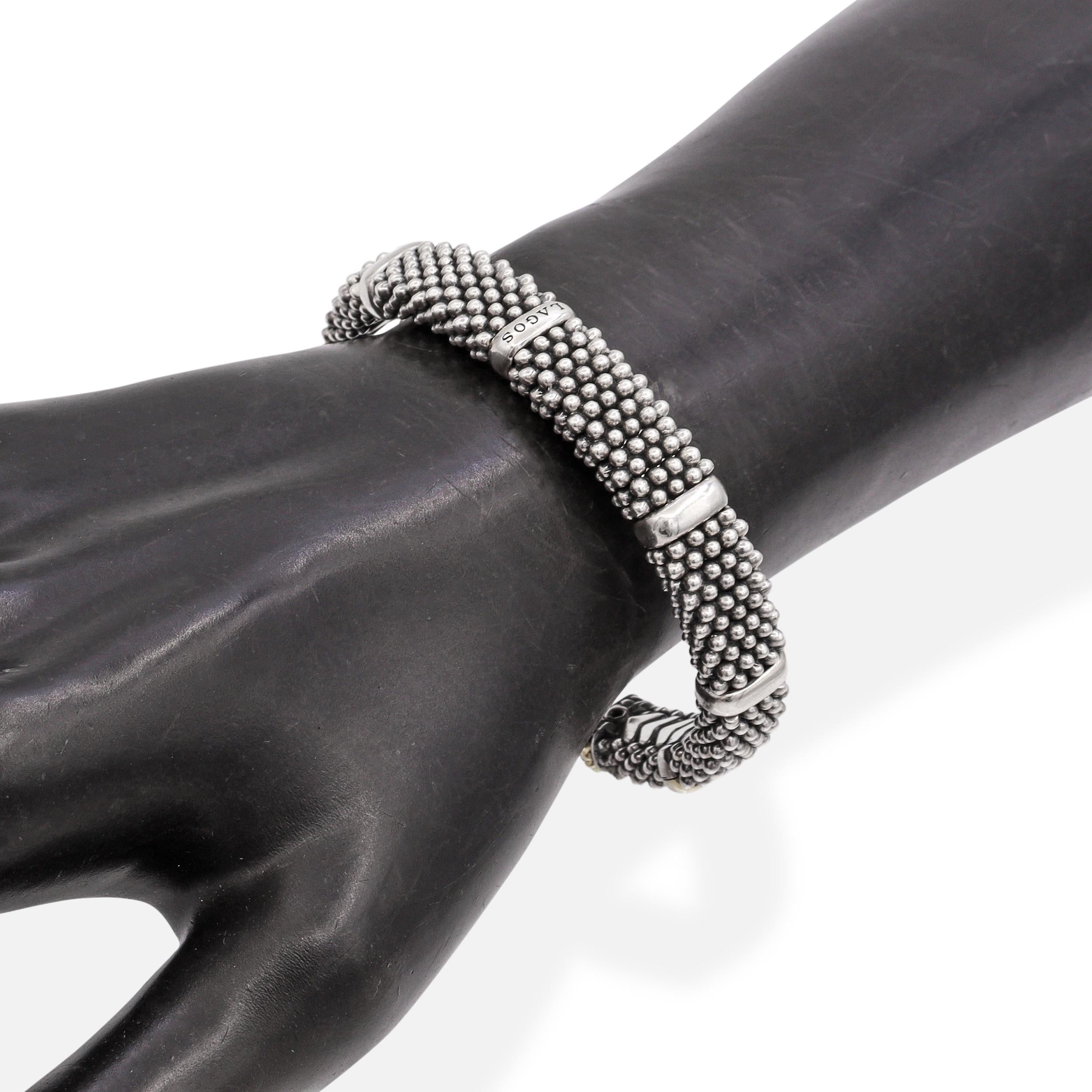Lagos Caviar Sterling Silver & 18K Yellow Gold Cuff Bracelet