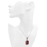 Antique Art Deco 14k White Gold Filigree Carnelian Diamond Pendant Necklace