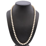 Vintage 14K White Gold Filigree Clasp Pearl Beaded Strand Necklace