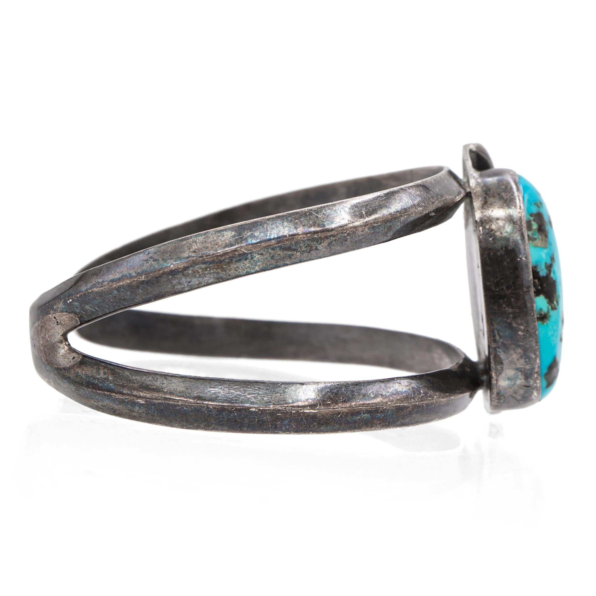 Vintage Southwestern Sterling Silver Turquoise Cuff Bracelet