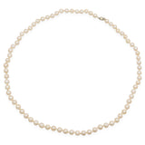 Vintage 14K White Gold Filigree Clasp Pearl Beaded Strand Necklace