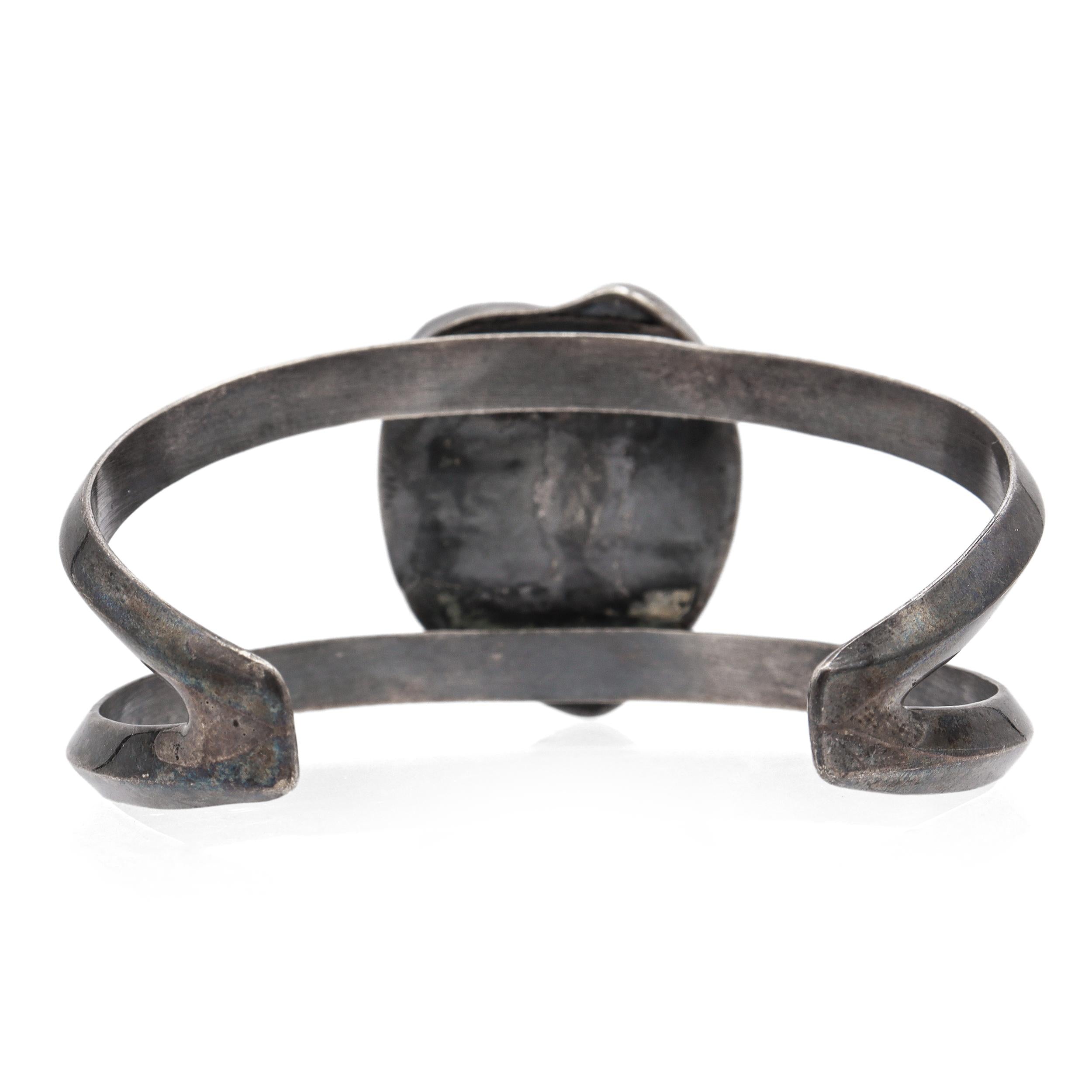 Vintage Southwestern Sterling Silver Turquoise Cuff Bracelet