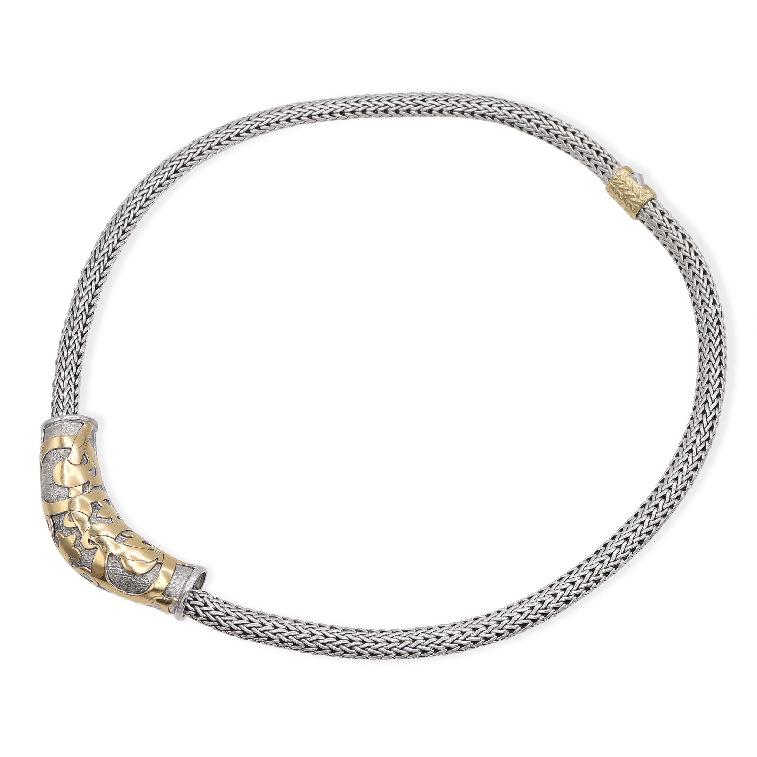 John Hardy Sterling Silver & 18k Yellow Gold Dayak Slide Necklace