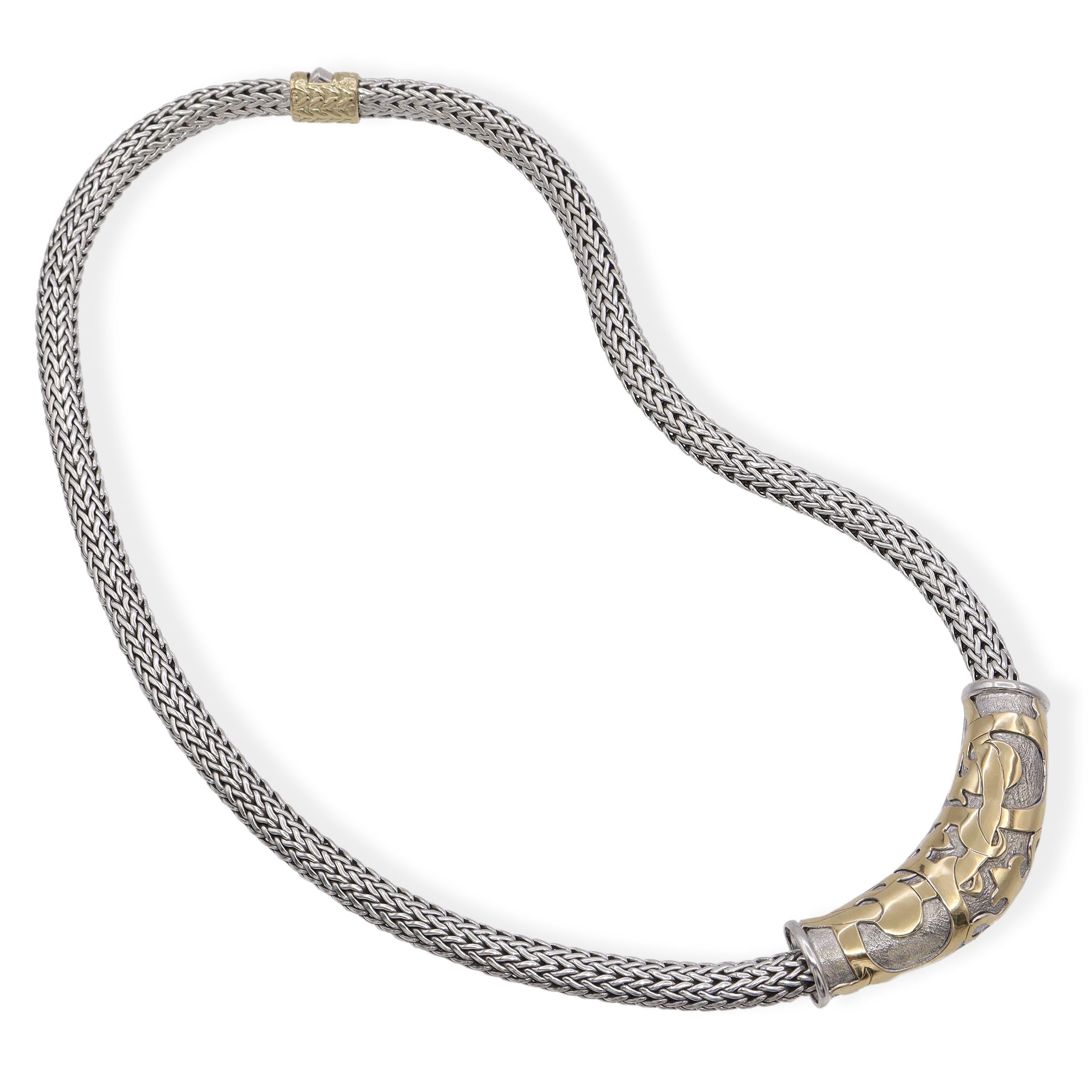 John Hardy Sterling Silver & 18k Yellow Gold Dayak Slide Necklace