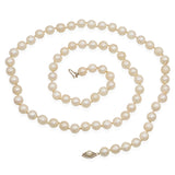 Vintage 14K White Gold Filigree Clasp Pearl Beaded Strand Necklace