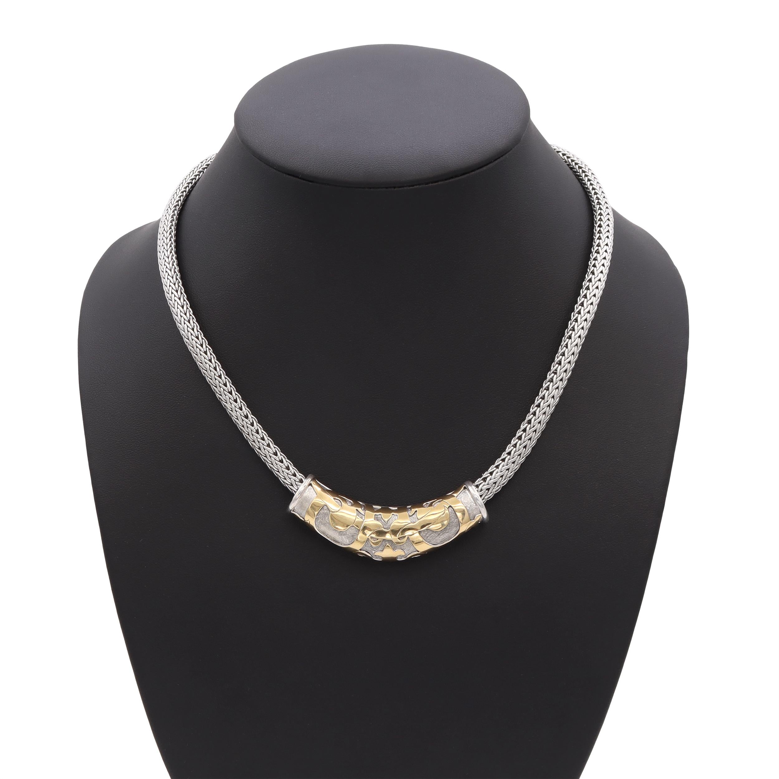 John Hardy Sterling Silver & 18k Yellow Gold Dayak Slide Necklace