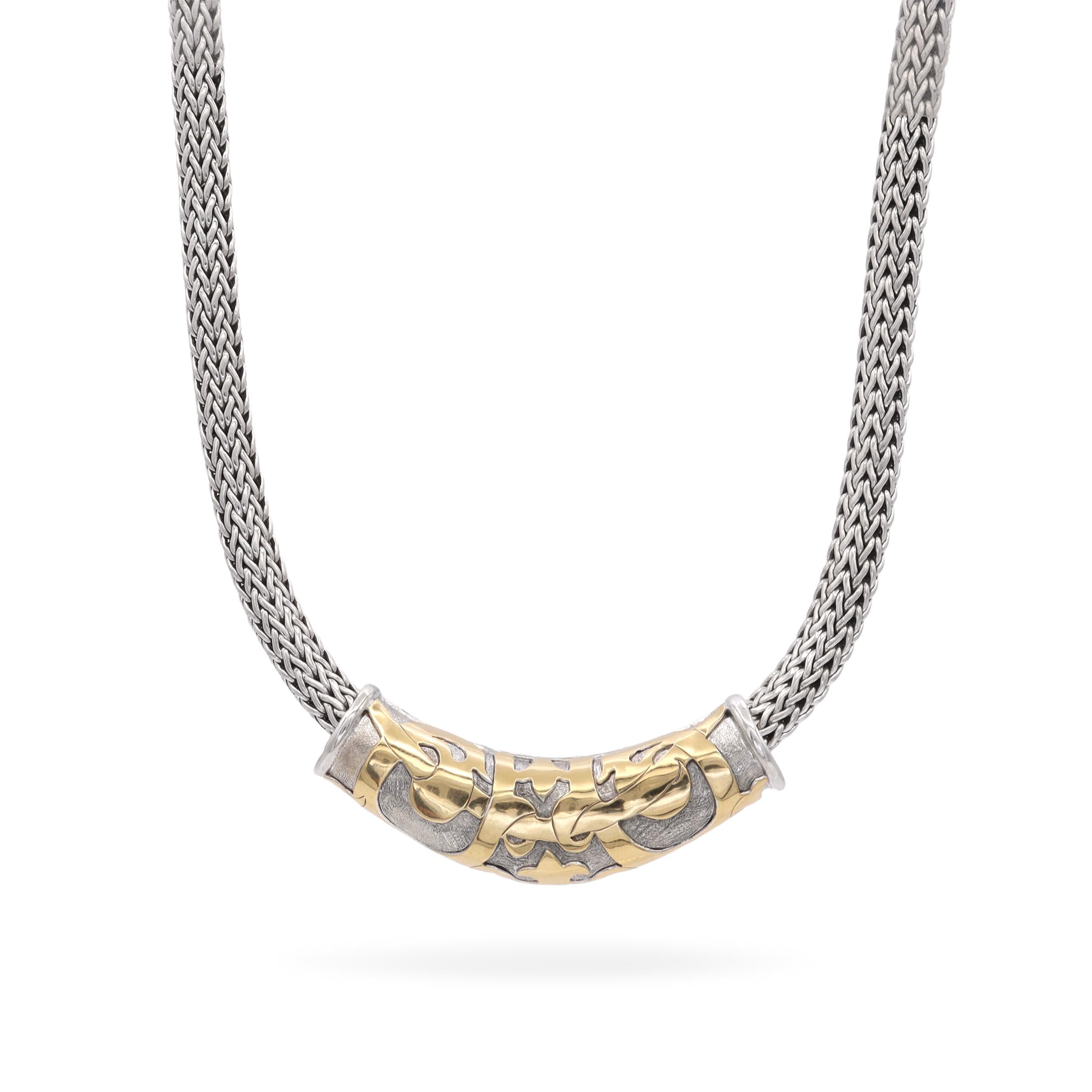 John Hardy Sterling Silver & 18k Yellow Gold Dayak Slide Necklace