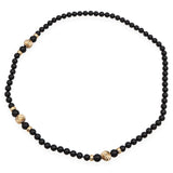 Vintage 14K Yellow Gold & Black Onyx Beaded Strand Necklace