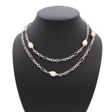 David Yurman Sterling Silver & 18k Yellow Gold Pearl Station Necklace