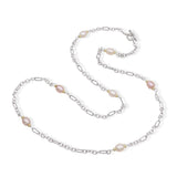 David Yurman Sterling Silver & 18k Yellow Gold Pearl Station Necklace