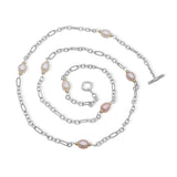 David Yurman Sterling Silver & 18k Yellow Gold Pearl Station Necklace