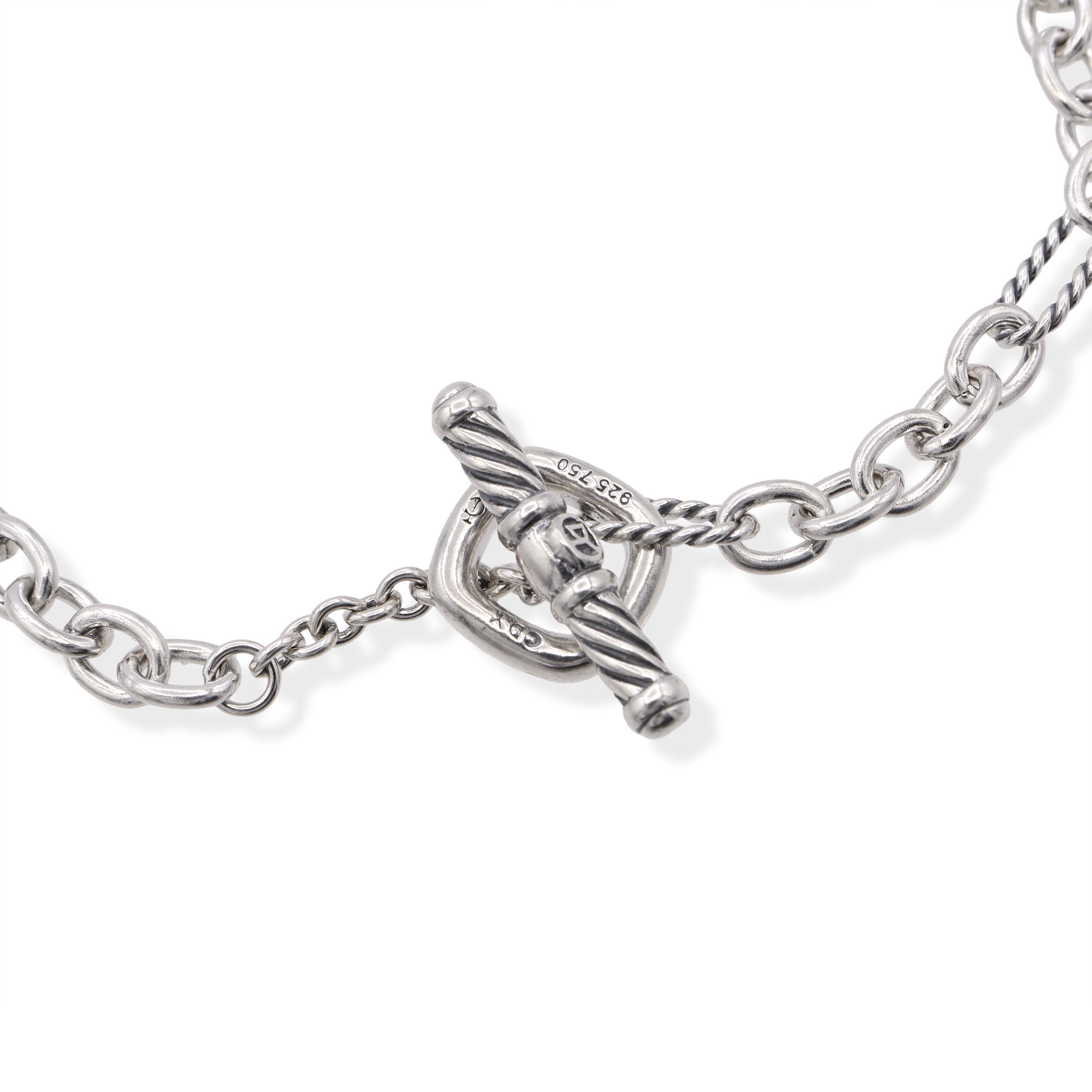 David Yurman Sterling Silver & 18k Yellow Gold Pearl Station Necklace