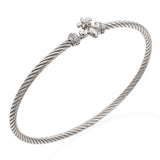 David Yurman Sterling Silver Diamond Fleur-de-Lis Cable Bracelet