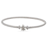 David Yurman Sterling Silver Diamond Fleur-de-Lis Cable Bracelet