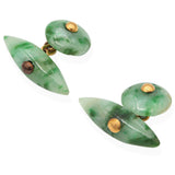 Vintage 20k Yellow Gold Jade Men's Cufflinks