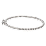 David Yurman Sterling Silver Diamond Fleur-de-Lis Cable Bracelet