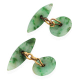 Vintage 20k Yellow Gold Jade Men's Cufflinks
