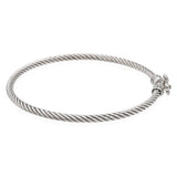 David Yurman Sterling Silver Diamond Fleur-de-Lis Cable Bracelet